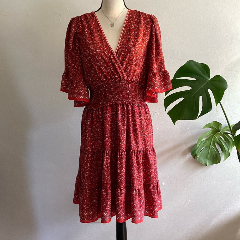 Max Studio~ Floral Surplice Neck size Large